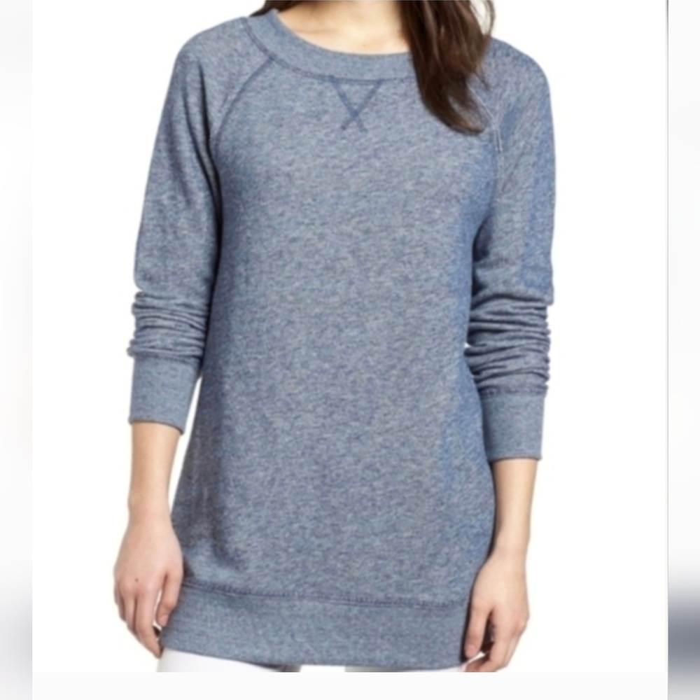 Minimalist Comfy Tunic Sweatshirt Blue Cozy Crewneck Casual Caslon